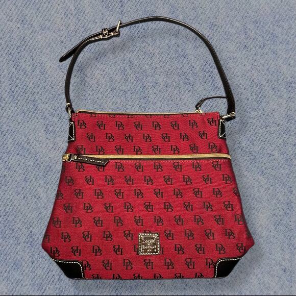 Dooney & Bourke Monogram Shoulder Bag - Burgundy/Black - Picture 1 of 7
